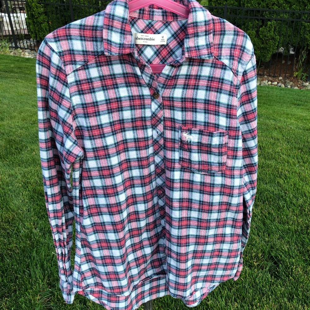 Plaid abercrombie kids button up shirt